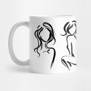 Stick figure woman in black ink Mug